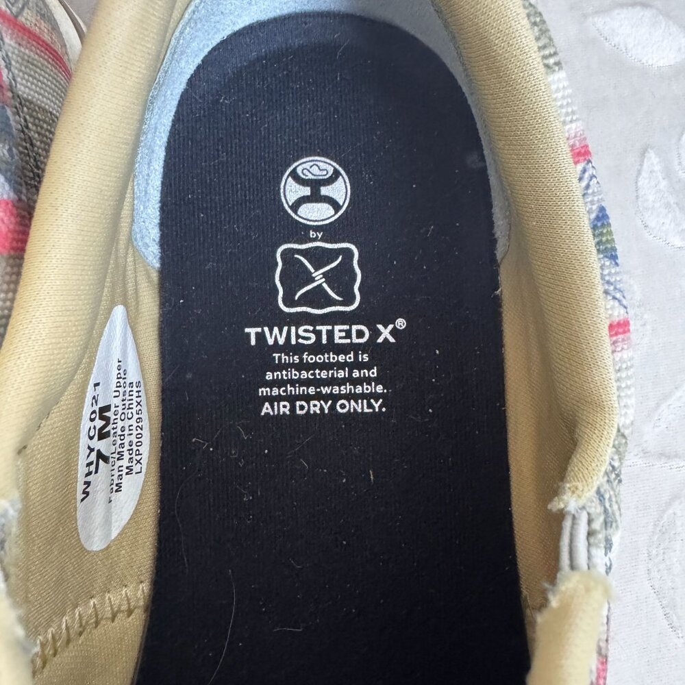 Twisted X Women's Cream Sage Coral Slip-On Hooey Loper with ecoTweed Lining 7M - Picture 4 of 7